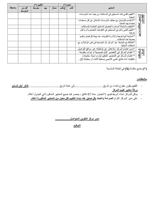 معايير تقييم المراكز 1